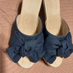 SHEIN Navy Bow Mules